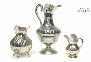 Set of three Spanish silver jugs, 20th century