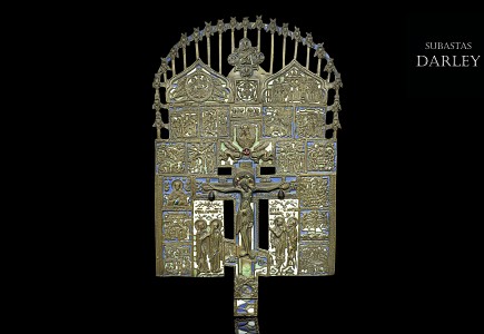 Crucifico procesional bizantino, Rusia, S.XIX