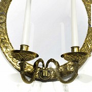 Pair of oval mirrors with bronze frame, 20th century - 3