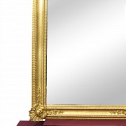 Large carved and gilded wooden mirror with pompadour, 19th century - 2