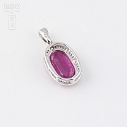 pendant with 5.30 cts ruby and diamonds in 18k white gold - 1
