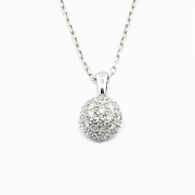Pendant with chain in 18 k white gold and diamonds.