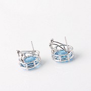 pendientes topacios azul 12,44 cts en oro blanco de 18k y diamantes - 2