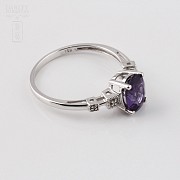 18k white gold ring with amethyst and diamonds. - 2