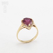 Ring with ruby ​​and diamonds in 18k yellow gold. - 5