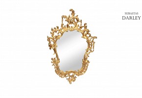 Espejo con marco de madera dorada, S.XIX - XX