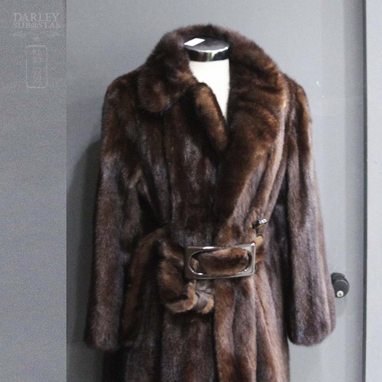 Mink coat with belt