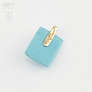 18k gold pendant and natural turquoise - 1