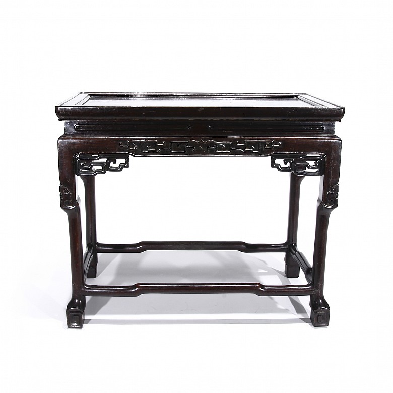 Chinese carved wood side table. - 2