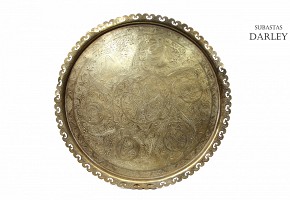 Large Indonesian brass tray 20th century