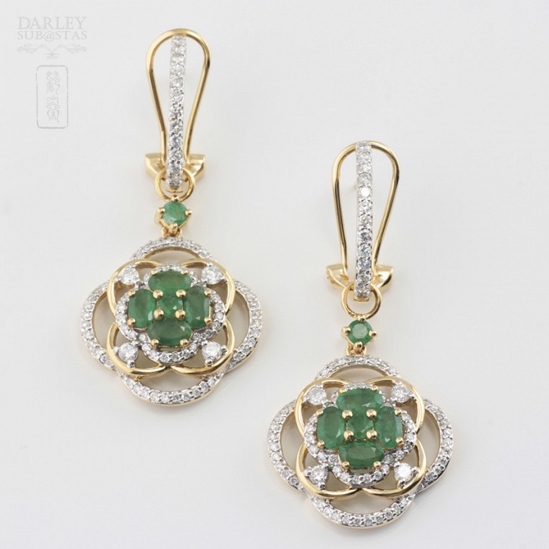 Preciosos pendientes esmeralda y diamantes - 4