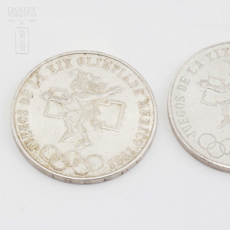 Dos monedas plata 0,720m/m- MEXICO 1968 - 3