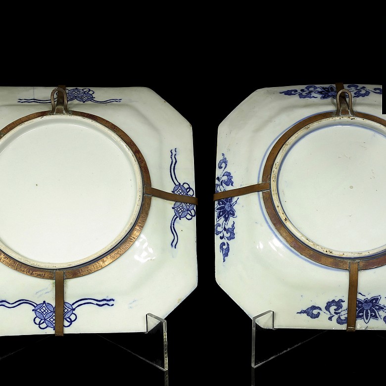 Dos bandejas octogonales cantonesas, med.S.XIX
