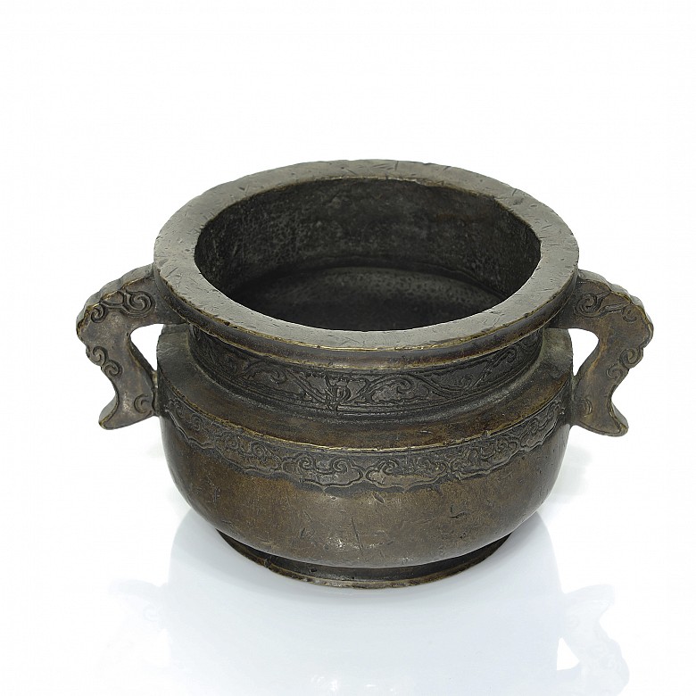 Incensario de bronce, dinastía Qing - 3