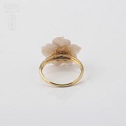 Ring with Pink pearl and diamonds in yellow gold - 3