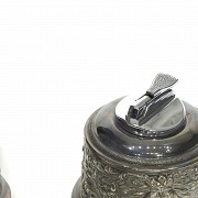 Cigar container and table lighter in Spanish silver, 20th century