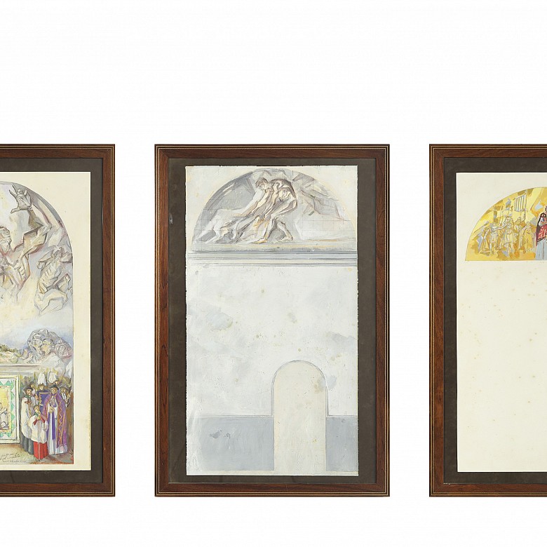 Vicente Traver Calzada (1945) Conjunto de tres bocetos, 1992