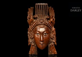 Carved wooden head, Bali, 20th century