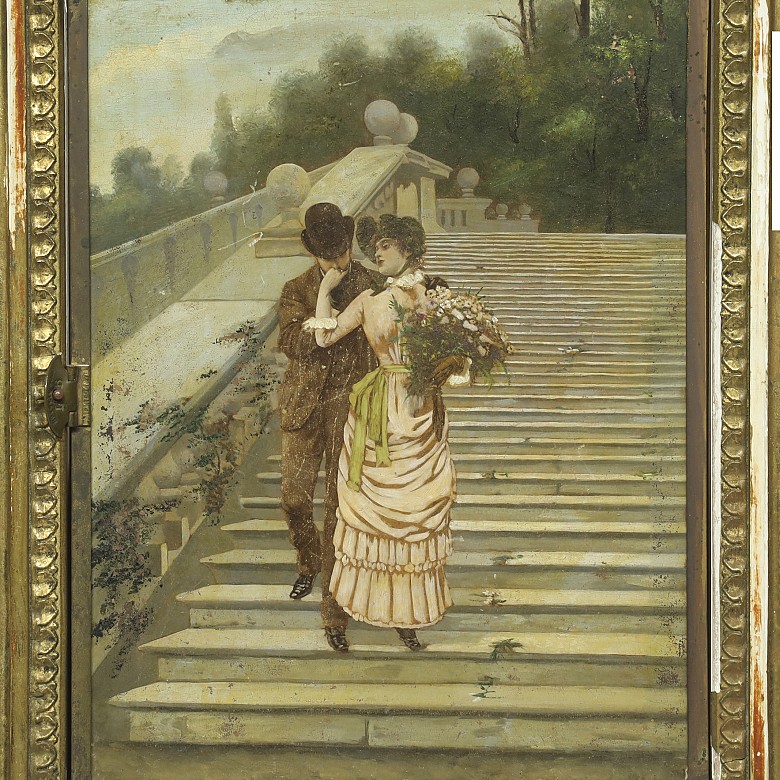 pintura francesa S.XIX con marco de espejo