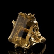 Ring in 14 k yellow gold with smoky topaz - 1