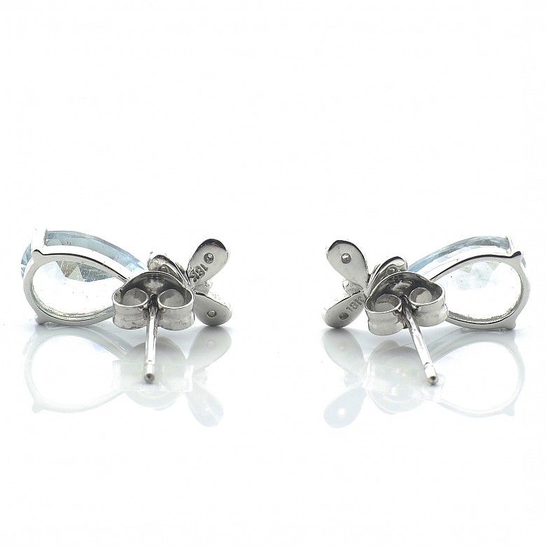 Earrings in 18k white gold with aquamarines - 3