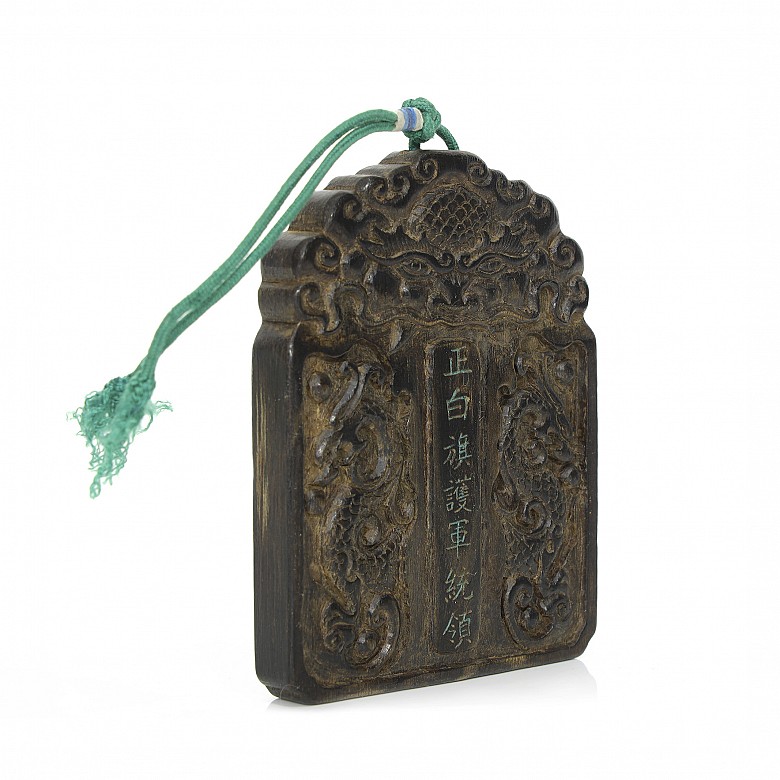 Gran placa de madera tallada, dinastía Qing
