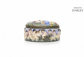 European porcelain enamelled box, 20th century