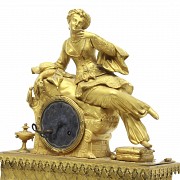Table clock in gilt bronze, France, 19th century