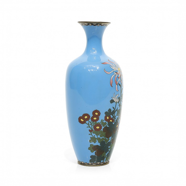Enameled metal vase, 20th century