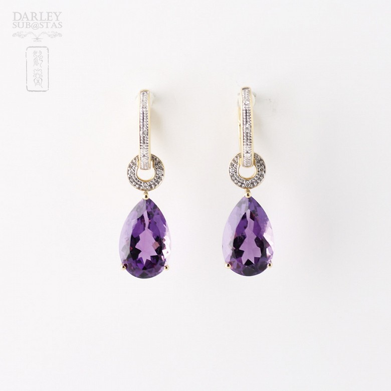 earrings with 12.67cts amethyst and diamonds in 18K yellow gold