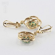 Precious emerald and diamond earrings - 3