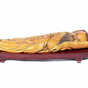 Sabio durmiente de marfil tallado, China, pps.s.XX