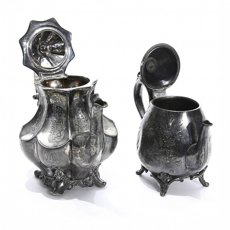 Two English electro plated metal teapots, early 20th century