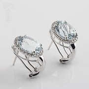 Earrings with Aquamarine 4.89cts and Diamond  in White Gold