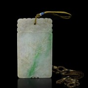 Carved jadeite plaque with reliefs, 20th century