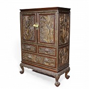 Base cabinet in carved and gilded wood, China, 19th century