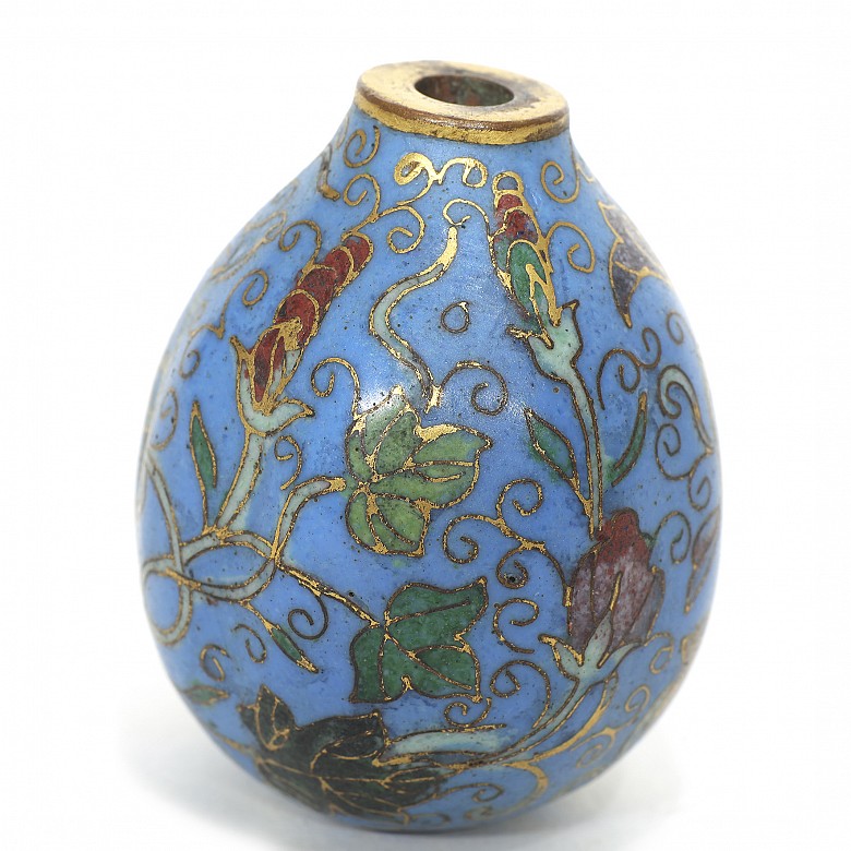Botella de rapé en esmalte cloisonné, dinastía Qing