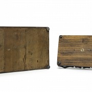 Caja licorera Napoleón III en madera ebonizada y marquetería, S.XIX