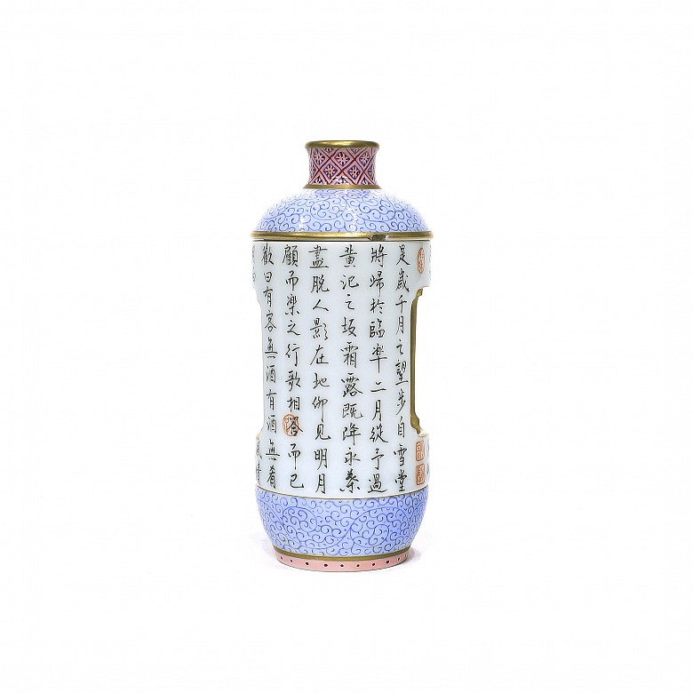 Small enamelled porcelain vase, 20th century
