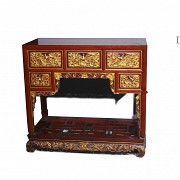 Desk in carved and polychrome wood, Peranakan, 20th century