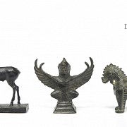 Three small bronze figures, Asia
