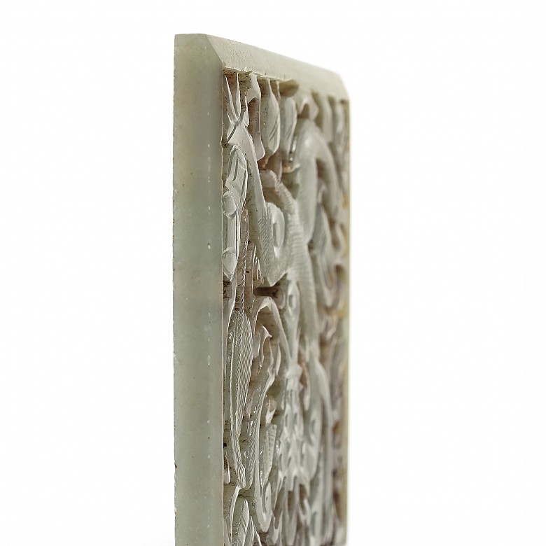 Celadon jade decorative plaque, Qing dynasty. - 3