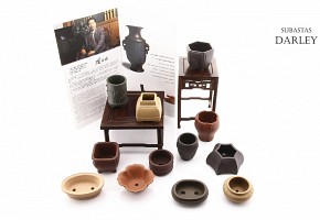 An Unique Bonsai Pot Miniature Set, Master Gu Shaopei.