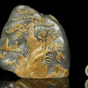 Two-colour carved Shoushang stone, Qing dynasty - 6