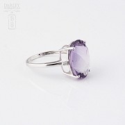 18k white gold ring with amethyst and diamonds. - 4