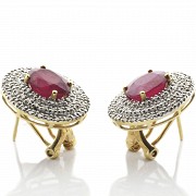 18k yellow gold earrings with ruby and diamonds