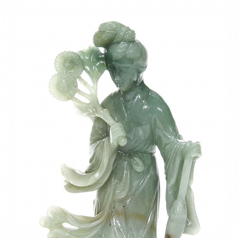 Pair of jadeite figures, 