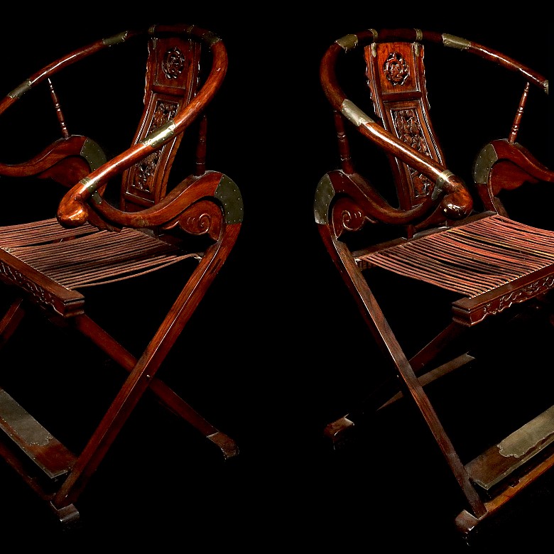 Chinese folding chairs in Ming style, 20th century - 3