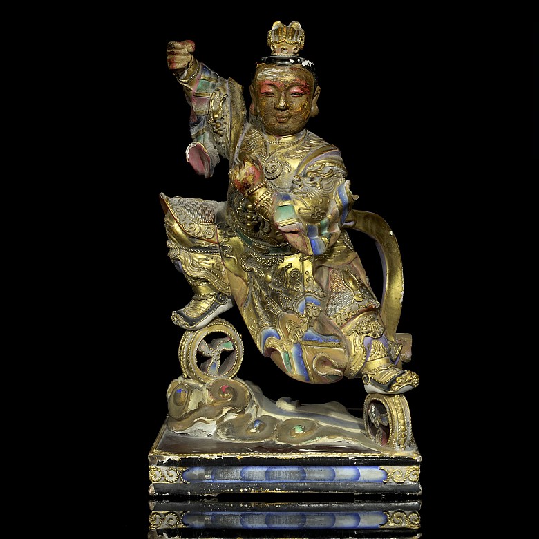 Protective deity in lacquered wood, Qing dynasty, 19th century