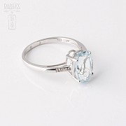 Ring in 18k white gold with  2.18cts Aquamarine  and diamonds - 2